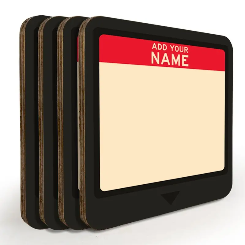 Retro Game Cartridge Wooden Coasters – Custom ‘Switch’-Style, 4-Pack with Caddy