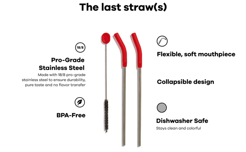 Reusable Stainless Steel Straw Set with Cleaning Brush