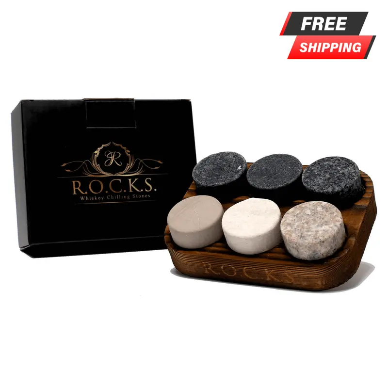 ROCKS Granite Whiskey Chilling Stone Gift Set