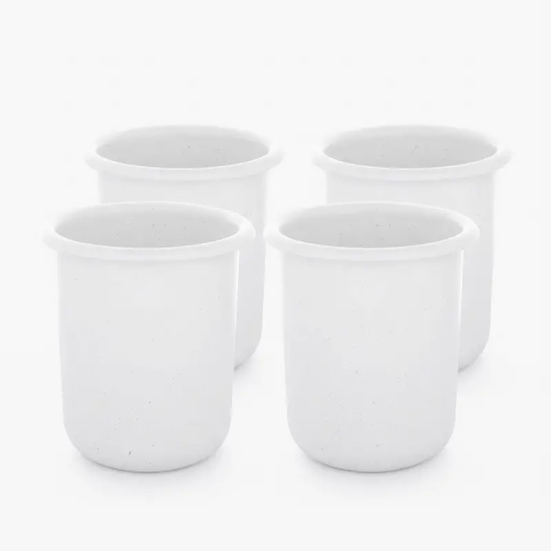 Rolled Edge Enamelware Short Stackable Cup Set