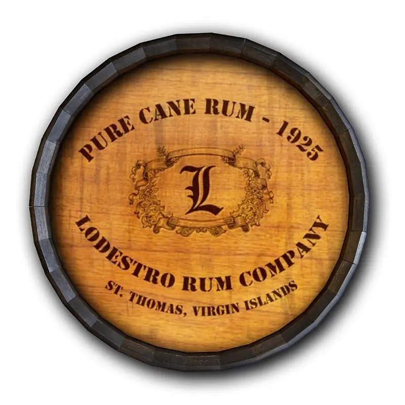 Rum Barrel-Style Wooden Tavern Sign with Cane Motif