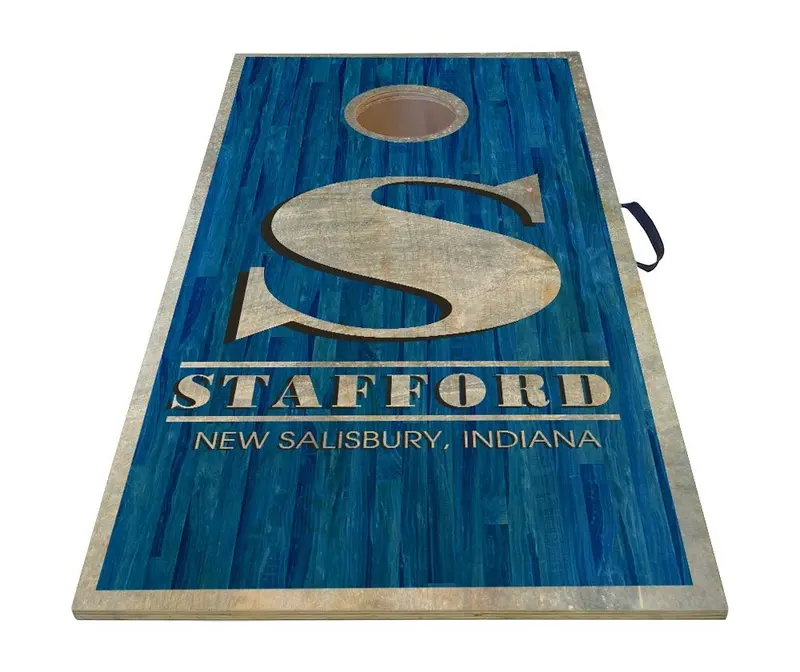 Rustic Blue Wood-Grain Cornhole Boards – 22″ x 44″, Fully Customizable
