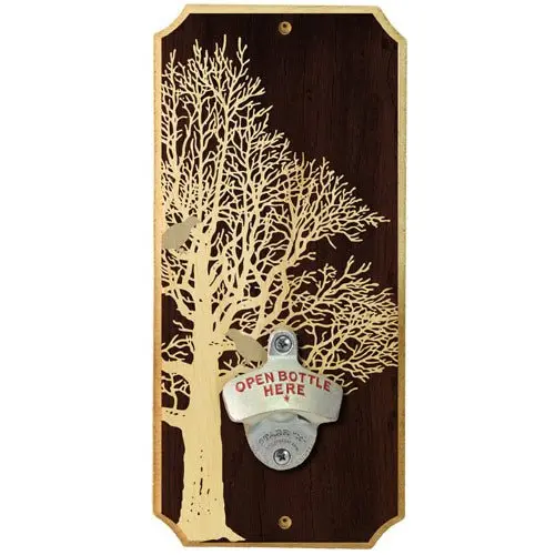 Rustic Oak Bird Wall-Mounted Bottle Opener Plaque