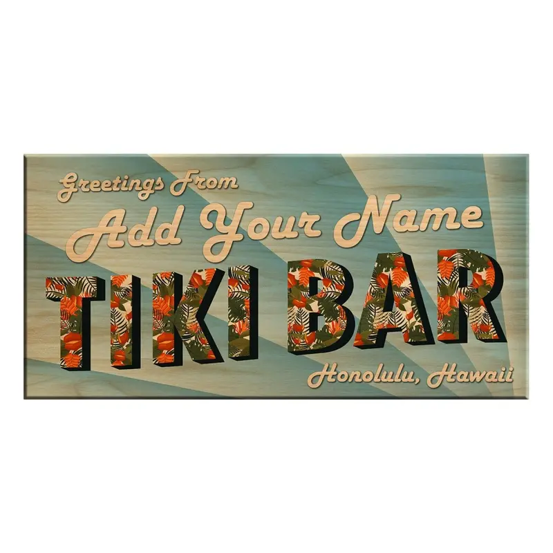 Rustic Plank-Style Bar Sign – Tiki Bar Theme – 11.75″ x 23.75″ – Custom Color Choices