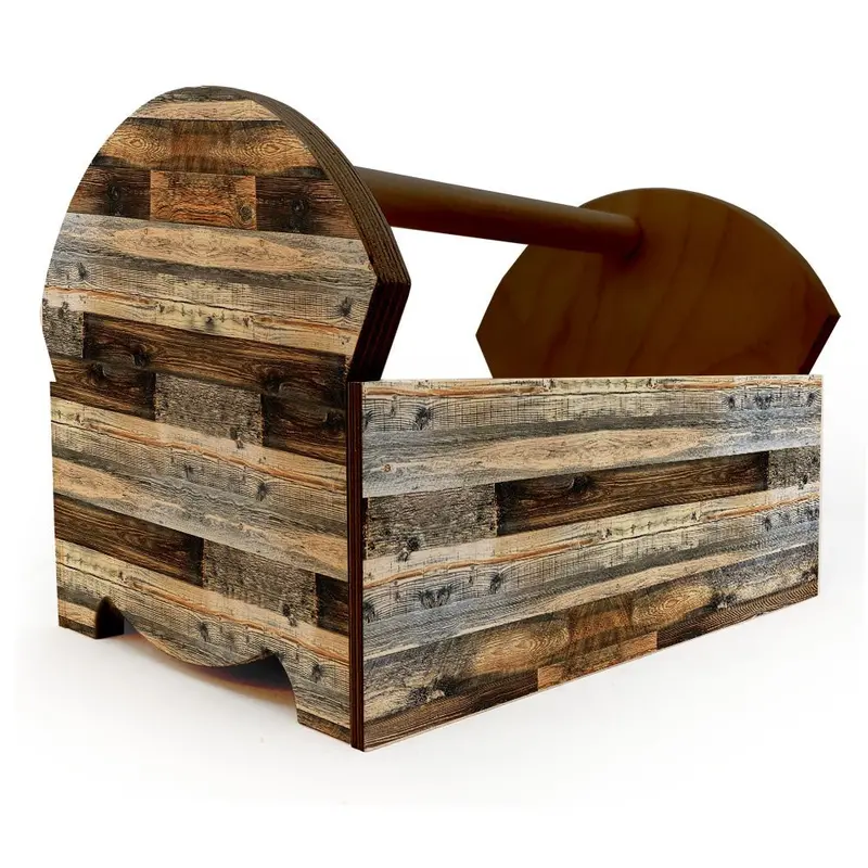 Rustic Plank Wood Condiment Caddy with Ergonomic Handle
