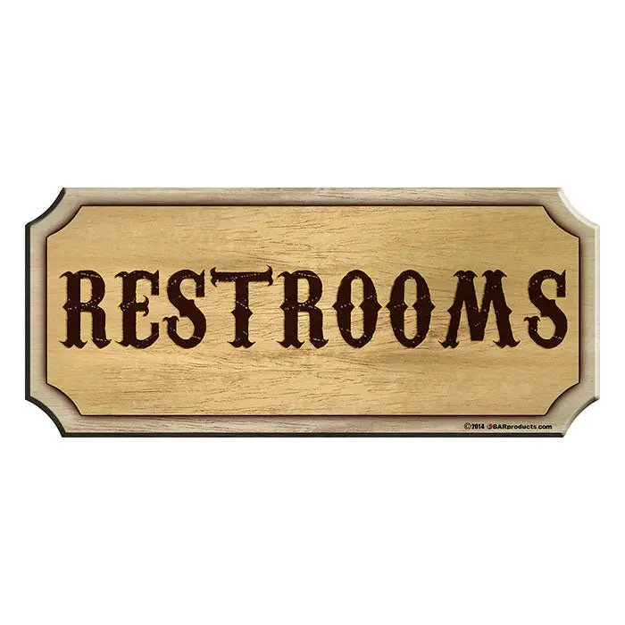 Rustic Wood Bathroom Sign Featuring Kolorcoat™ Coating – “RESTROOMS”