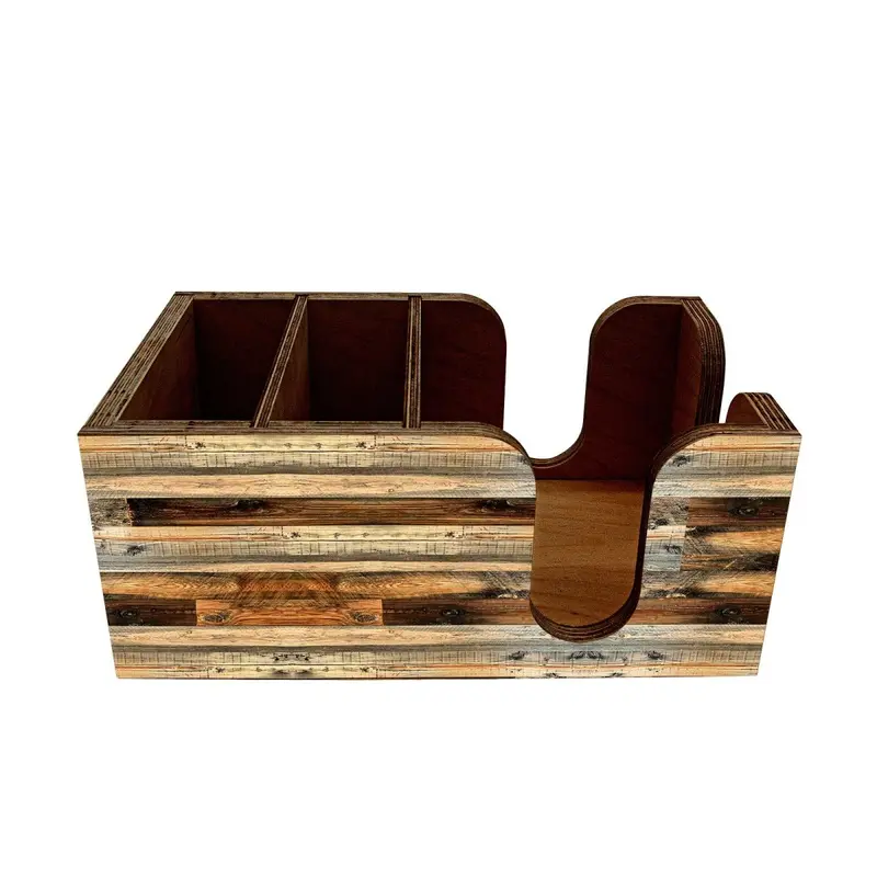 Rustic Wood Plank–Style Bar Napkin Organizer