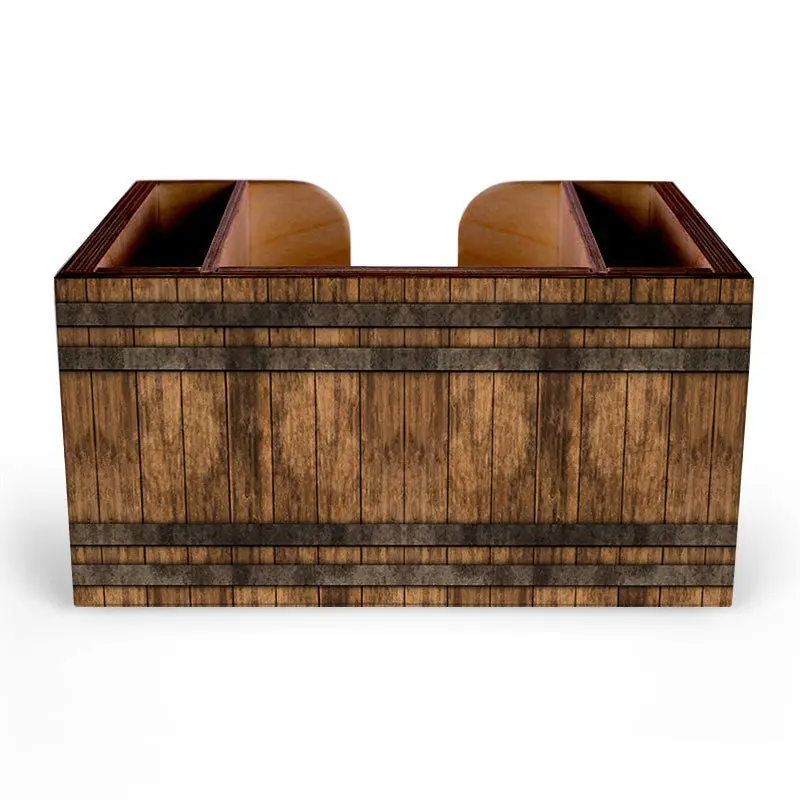 Rustic Wooden Barrel-Style Bar Caddy for Home or Bar Use