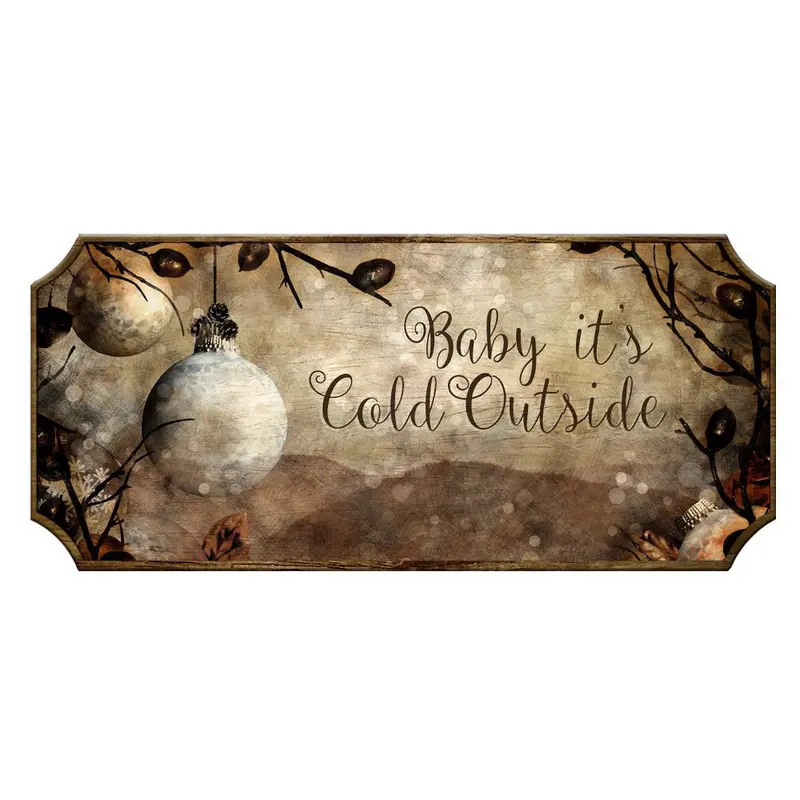 Rustic Wooden Christmas Sign – “Baby, It’s Cold Outside” Wall Art