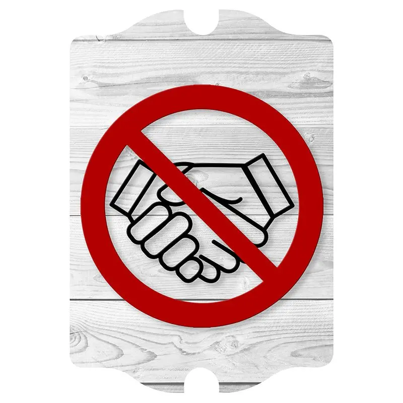 Rustic Wooden Tavern Sign: No Handshaking Policy