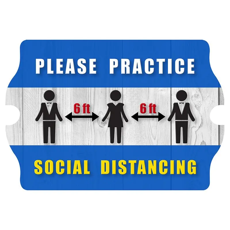 Rustic Wooden Tavern Sign: Social Distancing Reminder