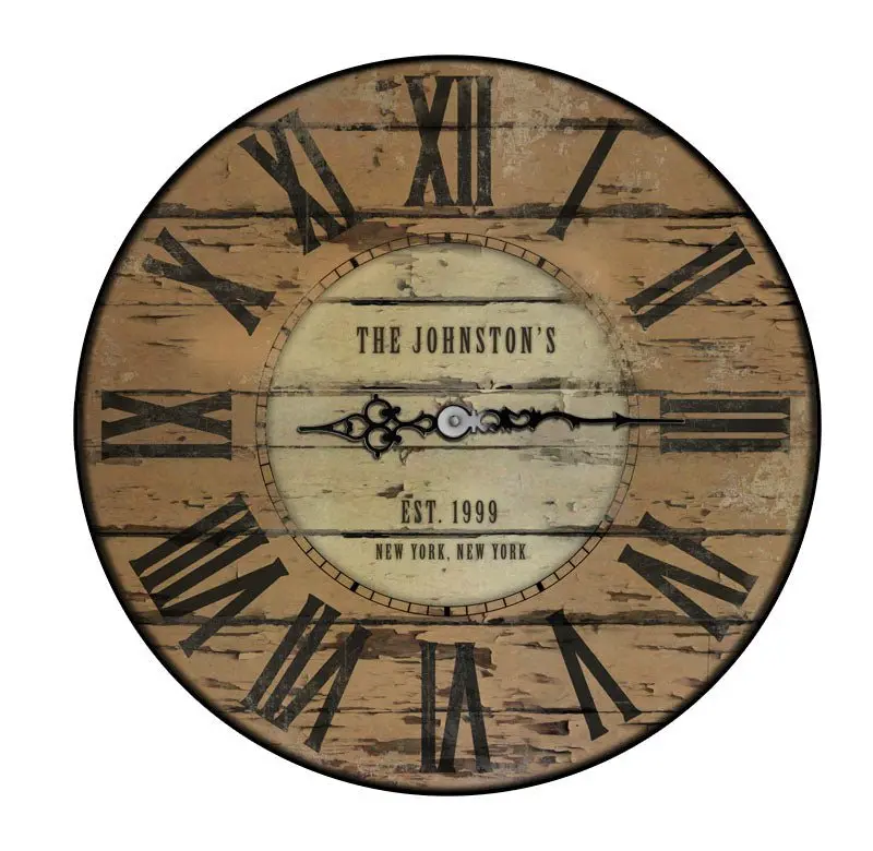 Rustic Wooden Wall Clock – Family-Focused Theme, Customizable & Available in Multiple Sizes