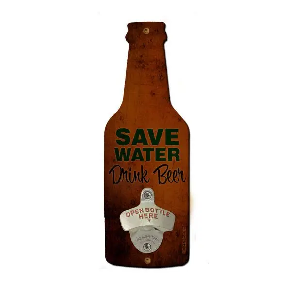 Save Water, Drink Beer – Beer-Shaped Wall Bottle Opener