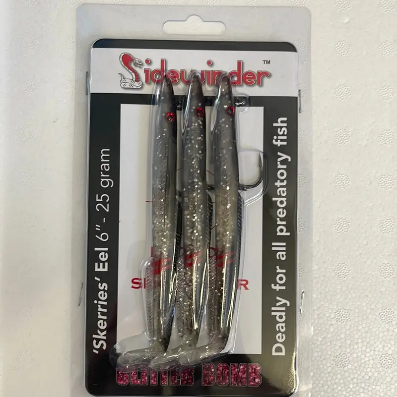 Sidewinder Glitter Bomb Skerries Eel – 6″ Metallic Flash Swim Bait