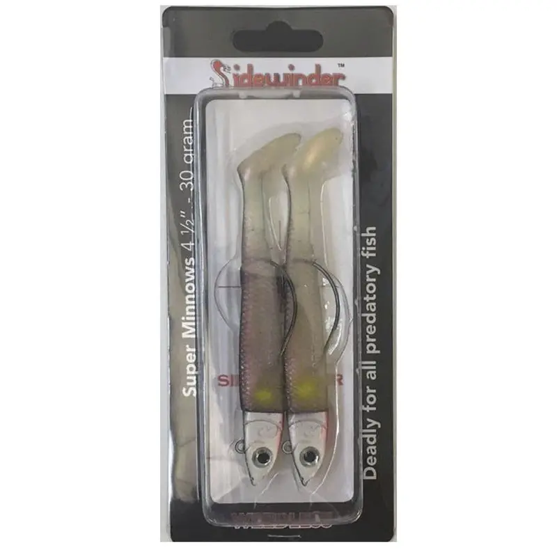 Sidewinder Super Weedless Minnow – Green & Yellow Spot Design