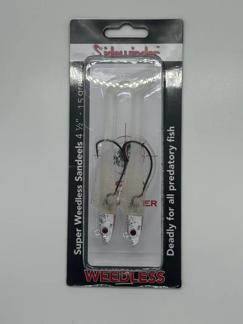 Sidewinder Super Weedless Sandeel – Silver Glitter, 4.5″ (15g)