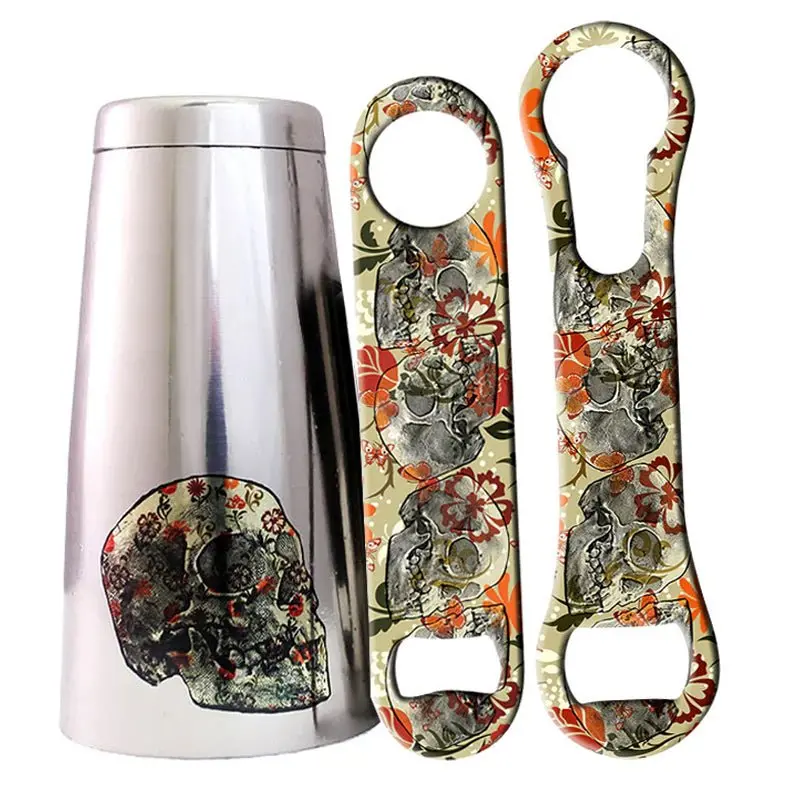 Skull & Floral Kolorcoat™ Bar Tools – Bold Artistic Design