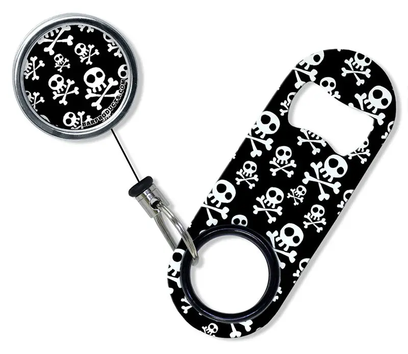 Skull-Themed Retractable Mini Opener – Kolorcoat™ Keychain Accessory