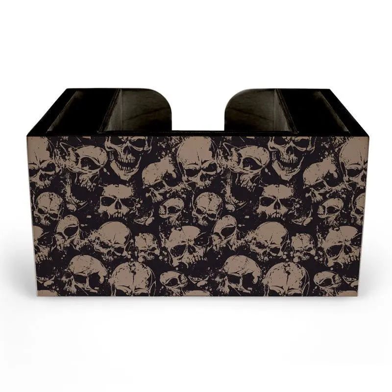 Skull-Themed Wooden Bar Caddy – Compact Organizer for Home or Mobile Bars