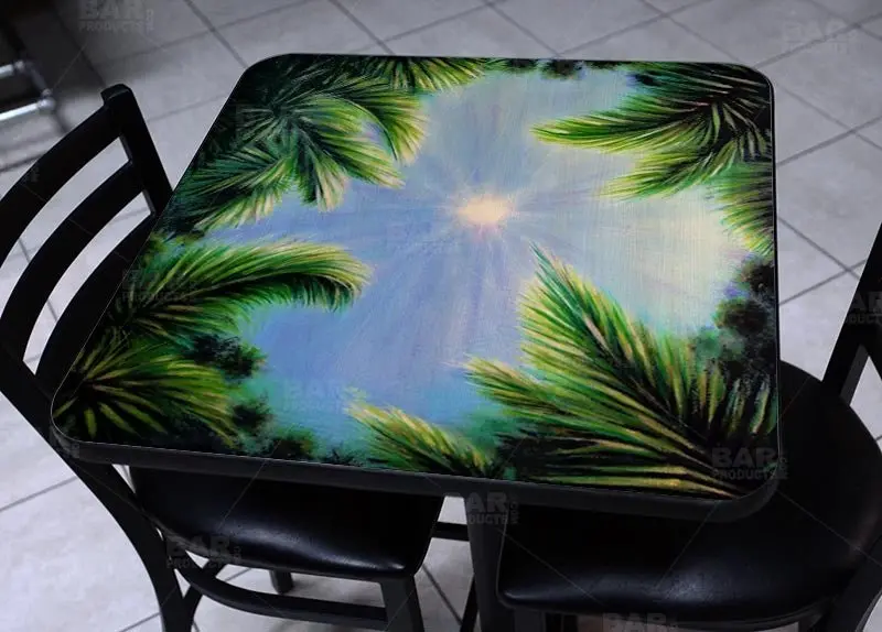 Sky and Trees Nature-Inspired Wooden Table Top – Square Option
