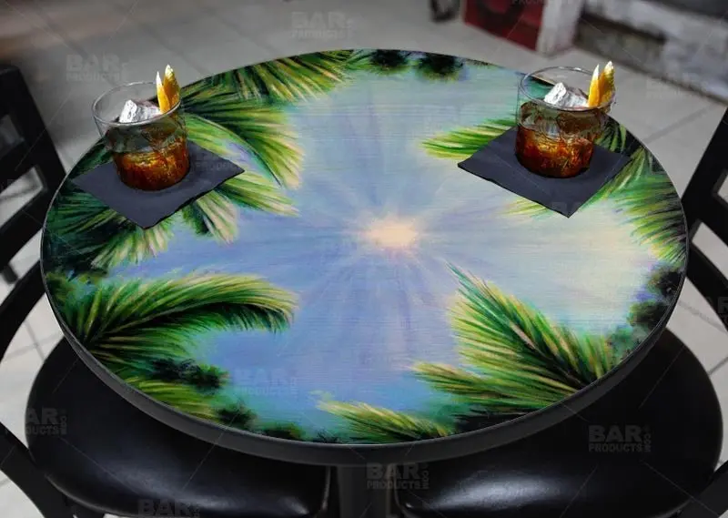 Sky and Trees Wooden Table Top – Round Variant, Two Size Options