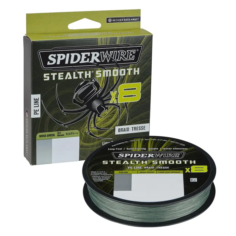 SpiderWire Stealth Smooth 8-Strand Braided Fishing Line – 150 m, Moss Green