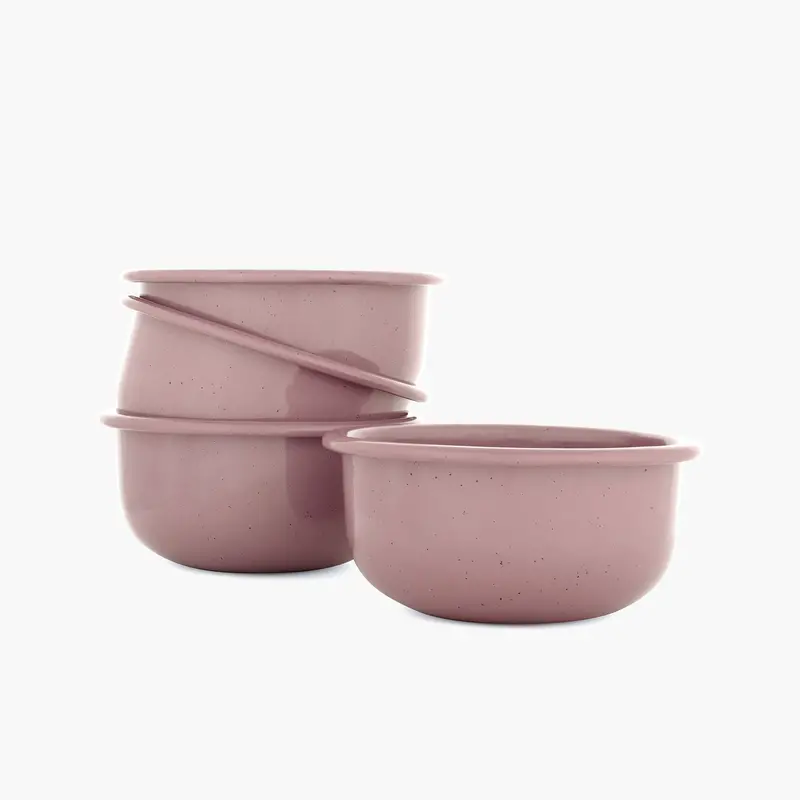 Stackable Rolled Enamelware Side Bowl Set