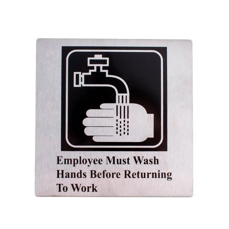 Stainless Steel ‘Wash Hands’ Employee Reminder Sign