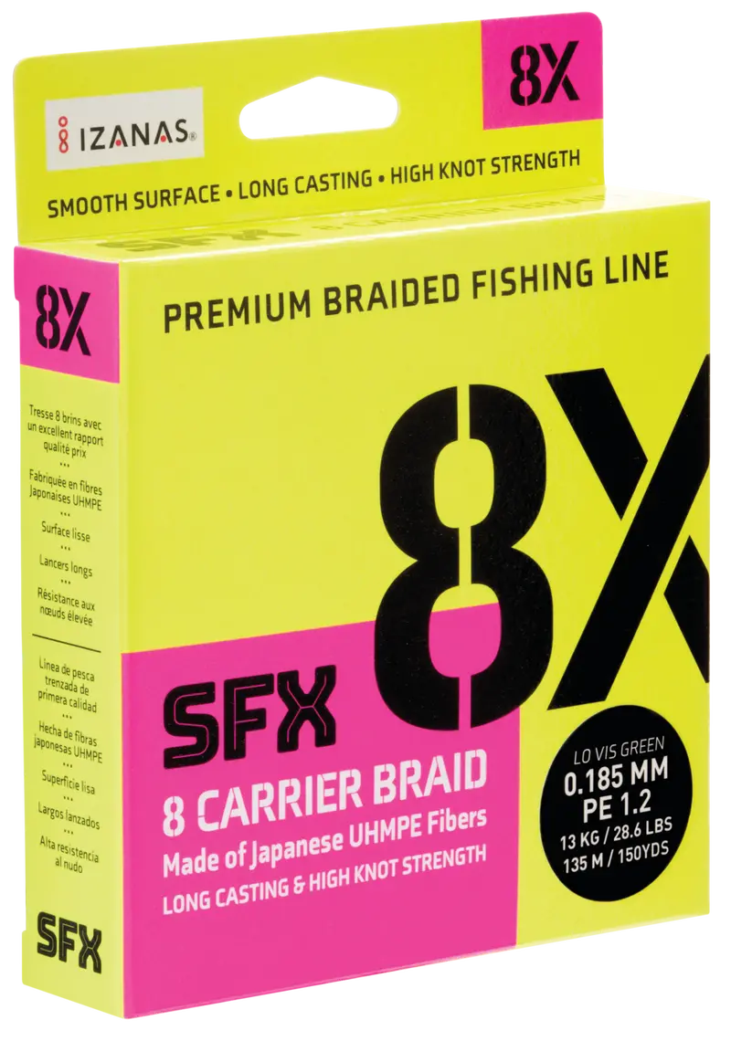 Sufix SFX8X Ultra-Strong Braided Fishing Line – Low-Visibility Green, 300 Yards