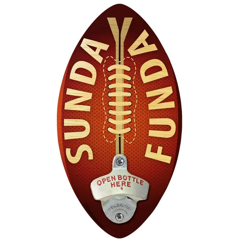 ‘Sunday Funday’ Football-Themed Wall-Mounted Bottle Opener