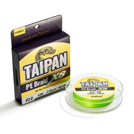 Taipan Super Long Cast 8-Strand PE Braided Line – Flash Green, 218 Yards