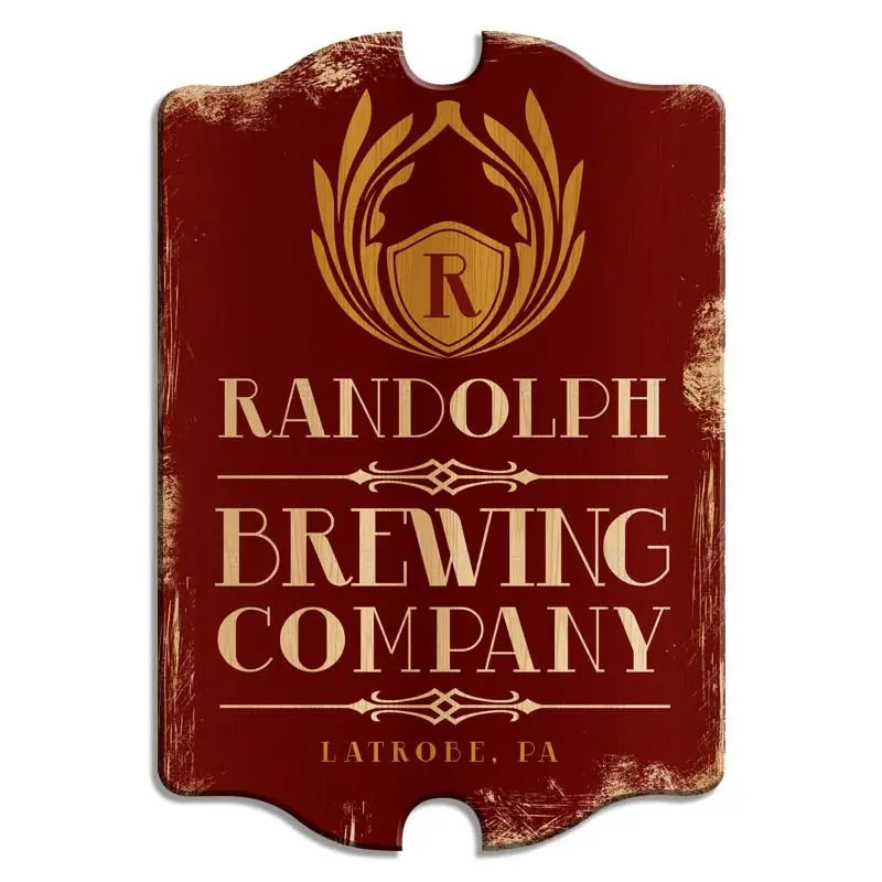 Tavern-Shaped Red Wood Bar Sign for Brewing Companies