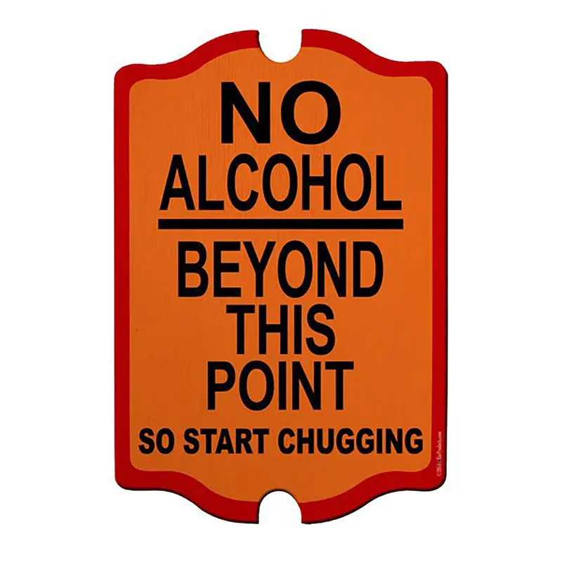Tavern-Style Wooden Bar Sign – ‘No Alcohol Beyond This Point’
