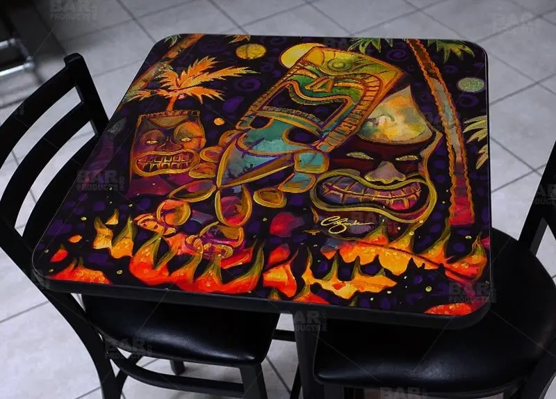 Tiki Fire Night Square Wooden Table Top – Available in 2 Sizes