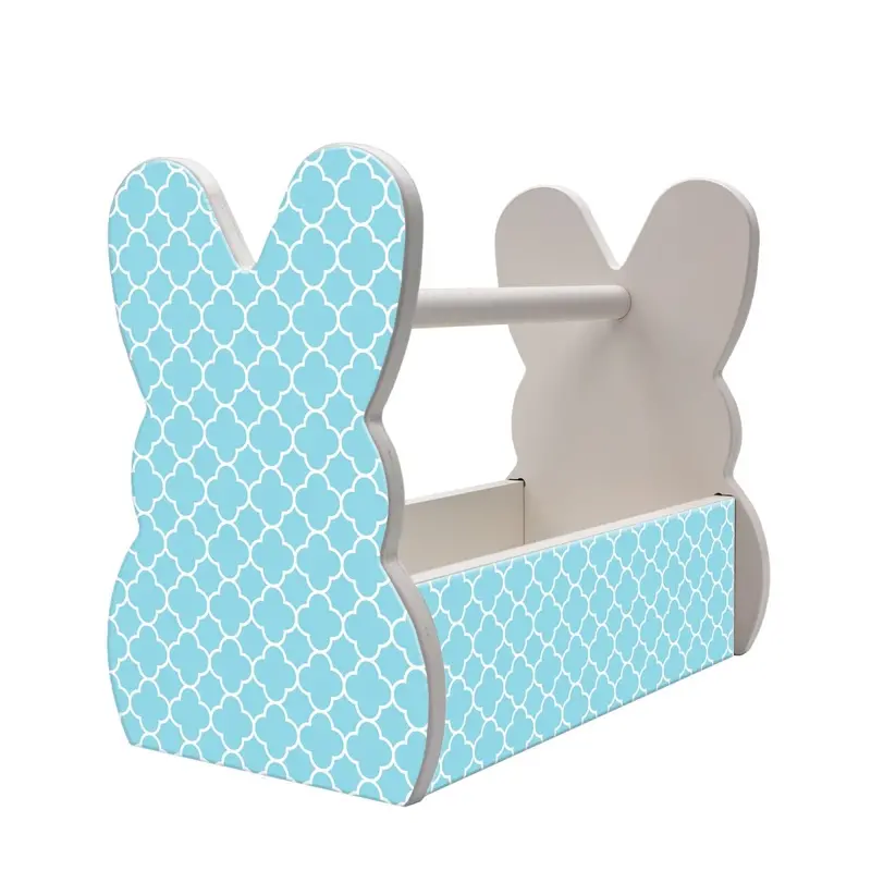 Tile-Design Wooden Bunny Basket – Geometric Pattern with Color-Choice Finish