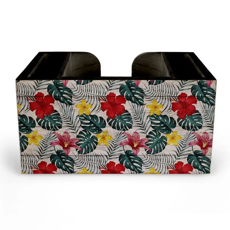 Tropical Floral Wooden Bar Caddy for Home Bartending