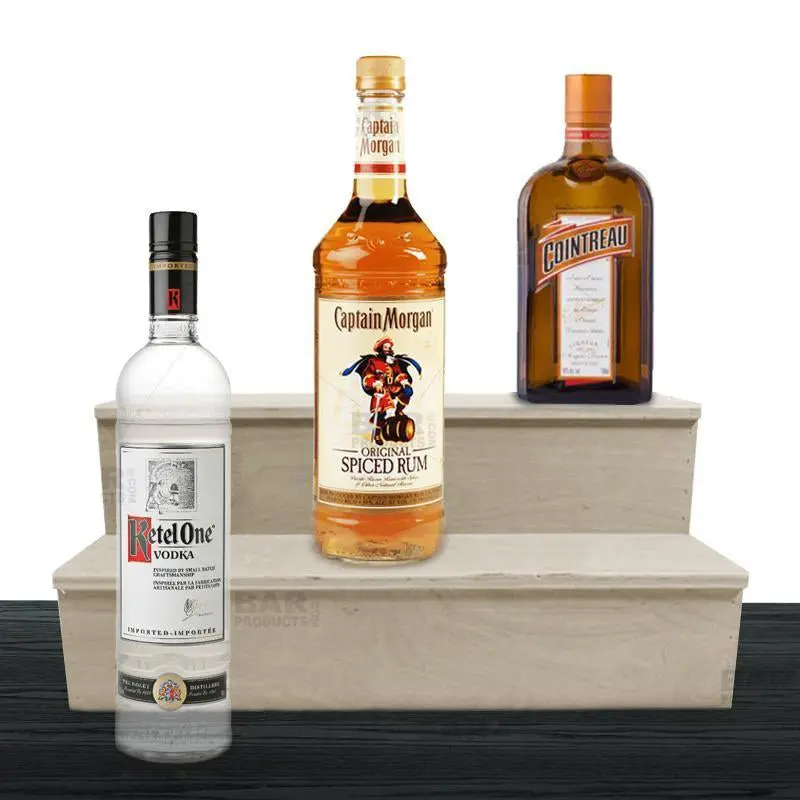 Two-Tier Natural Wood Liquor Shelf – Minimalist Bar Storage