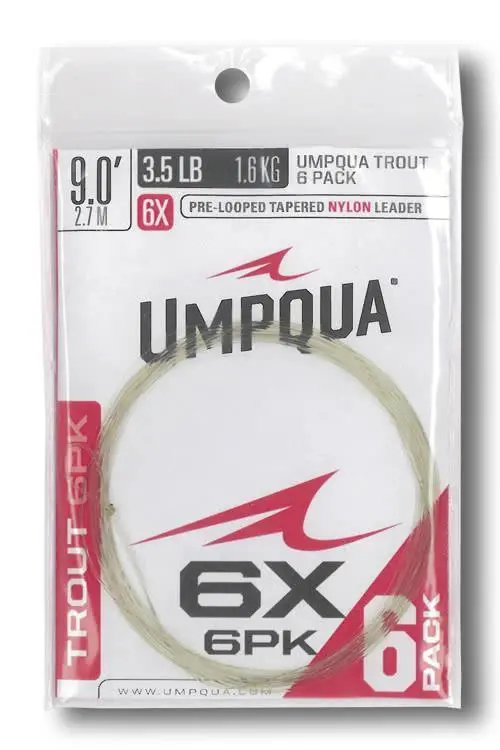 Umpqua Trout Taper Nylon Leader – Pre-Packaged 6-Pack for Consistent Freshwater Setups