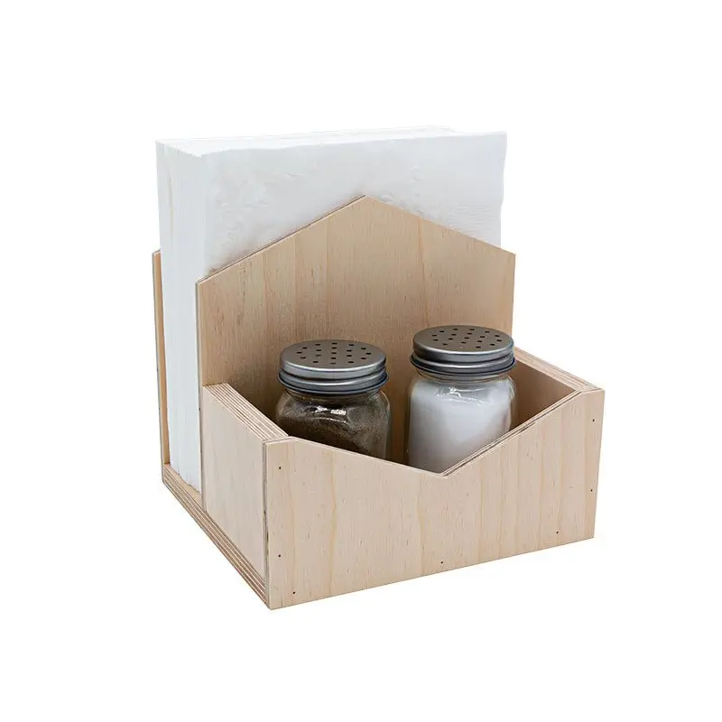 Upright Wooden Napkin Holder with Built-In Storage – Stain-Choice Organizer