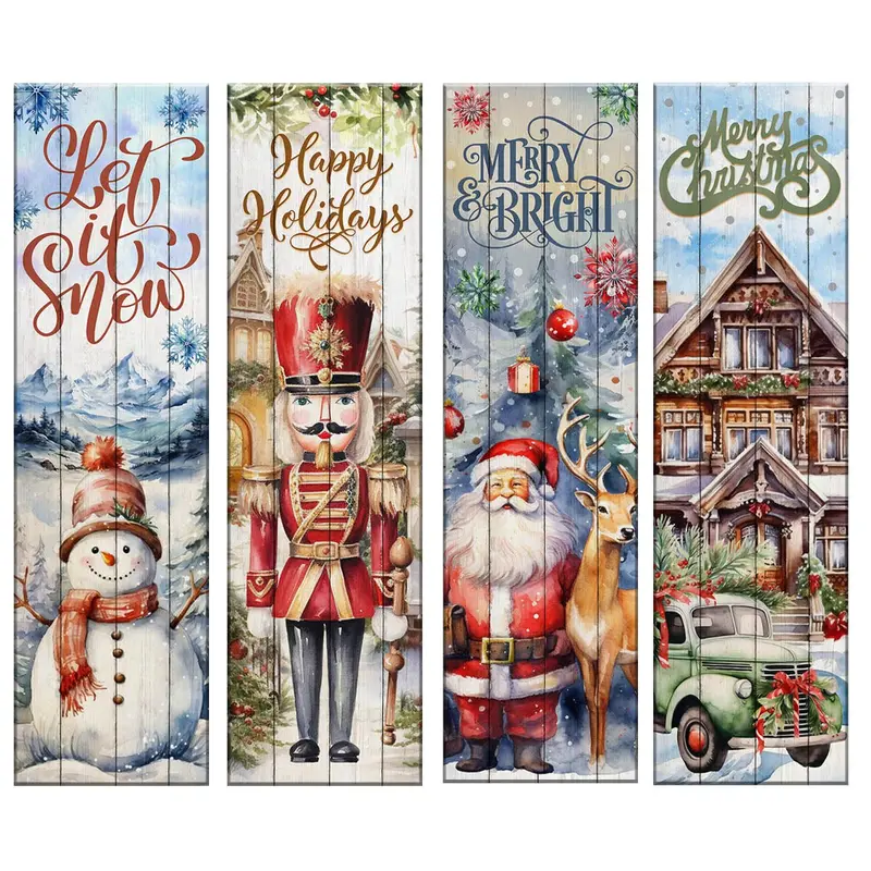 Vertical Outdoor/Indoor Christmas Signs – 10″ x 36″ Wood Plank Style