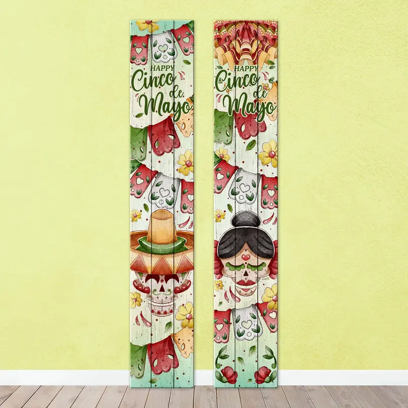 Vertical Wooden Porch Sign – Cinco de Mayo Theme – 8″ x 46″