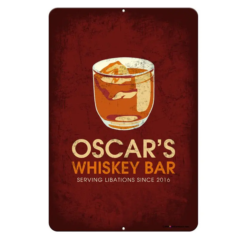 Vintage-Inspired Metal Bar Sign – Whiskey Bar Theme (12″ x 18″)