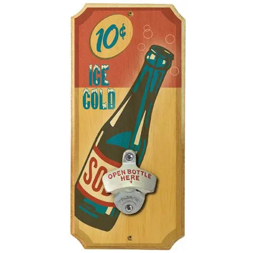 Vintage Soda Pop-Inspired Wooden Bottle Opener Wall Plaque