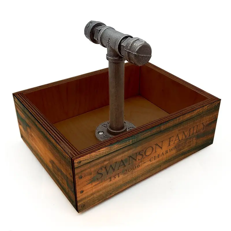 Vintage-Style Custom Box Caddy with Industrial Pipe Frame