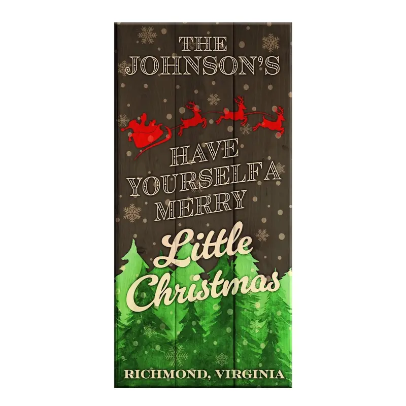 Vintage-Style Custom Wooden Bar Sign – ‘Merry Little Christmas’ (11.75″ x 23.75″)