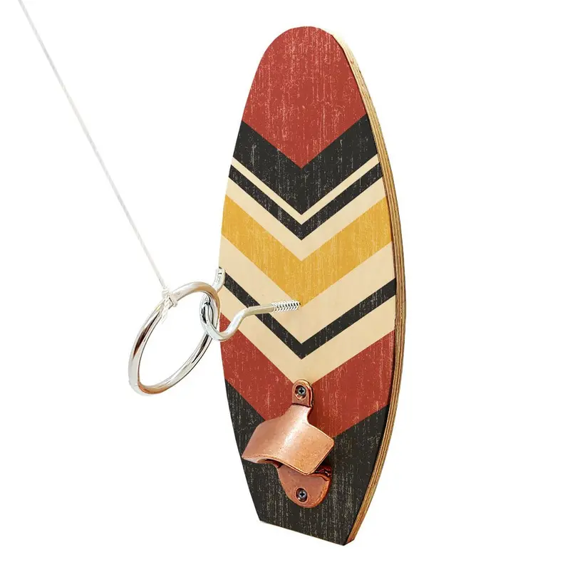 Vintage-Style Wall-Mounted Ring Toss Game with Built-In Bottle Opener – Surfboard Design