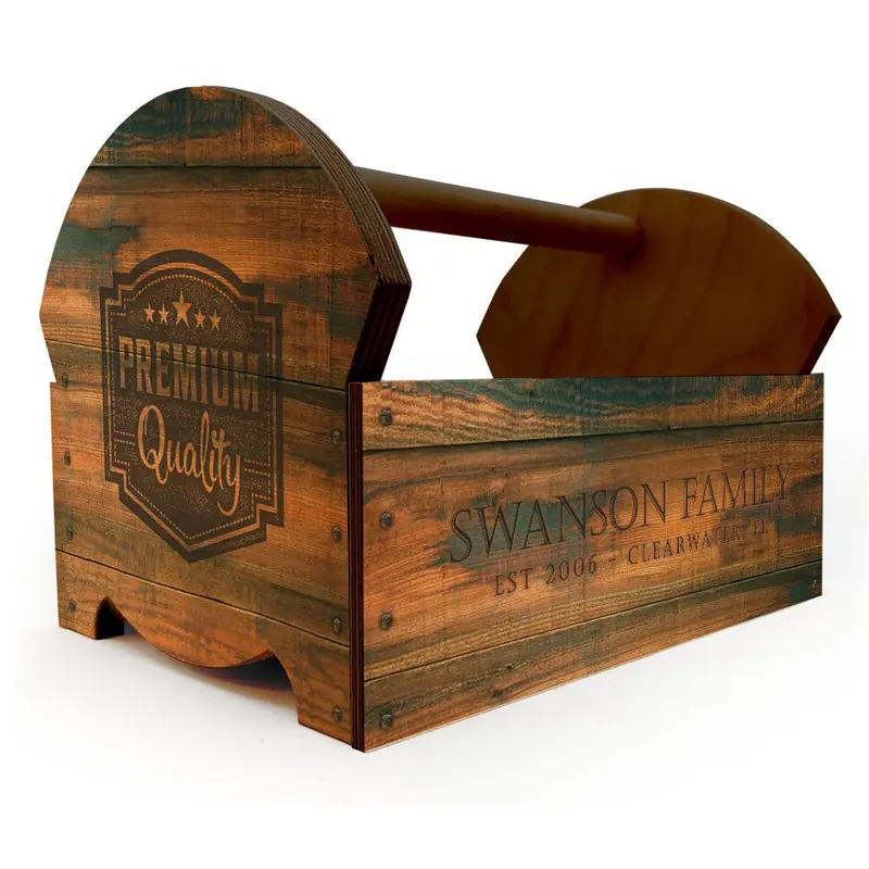Vintage-Style Wooden Condiment Organizer with Handle