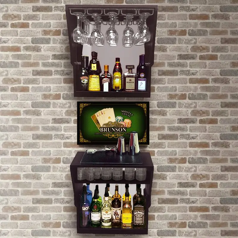 WalBAR™ Customizable 24-Inch Poker-Themed 3-Piece Bar Set – Handcrafted in USA