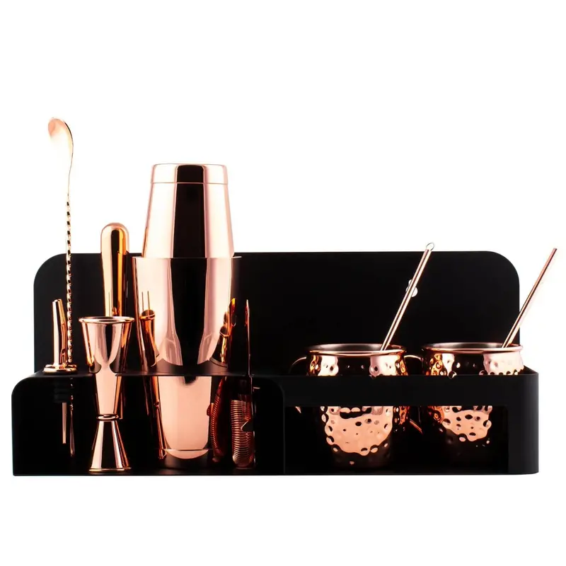 Wall-Mounted Copper-Plated Bar Tool Set – 14-Piece Collection
