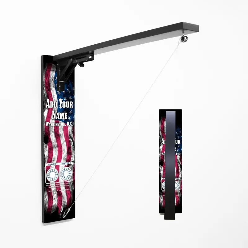Wall-Mounted Folding Ring Toss Game – American Flag Smoke Design